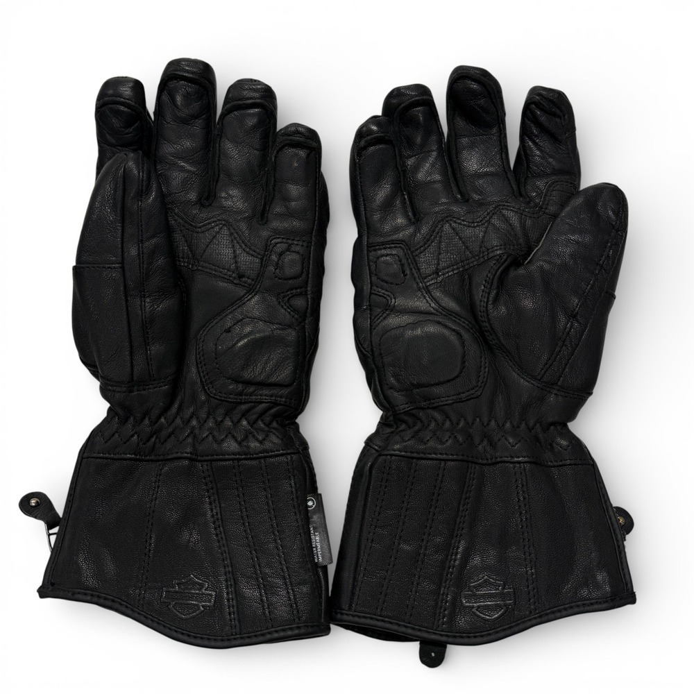 Harley-Davidson Wilder Gauntlet Gloves Men Medium Black Leather Water Resistant